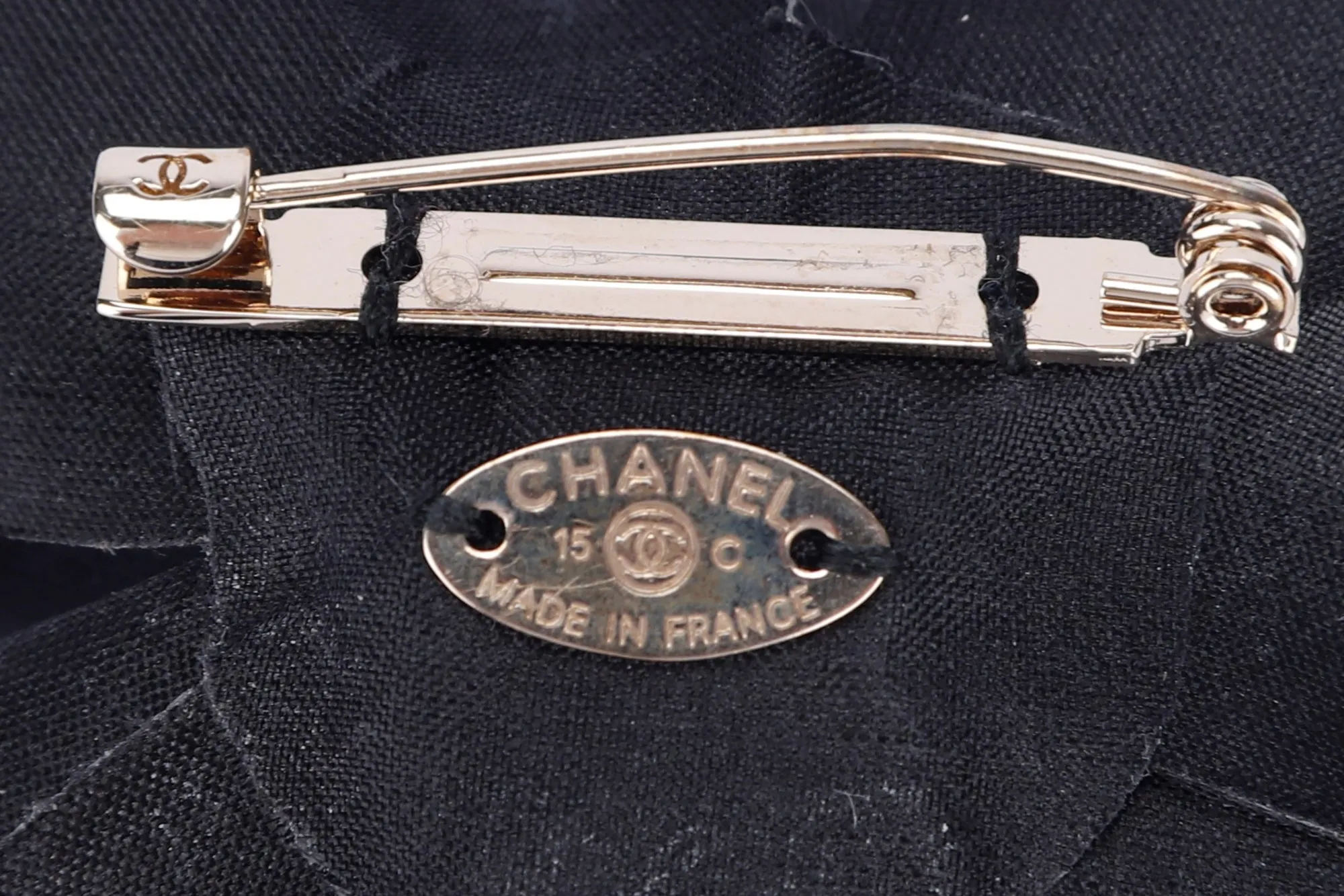 Chanel Black Hard Petal Brooch, with Box