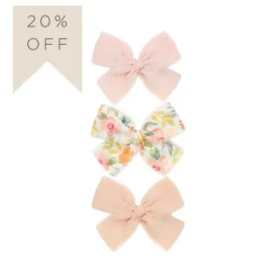 Chiffon Bow 3 Pack: Blush Clips