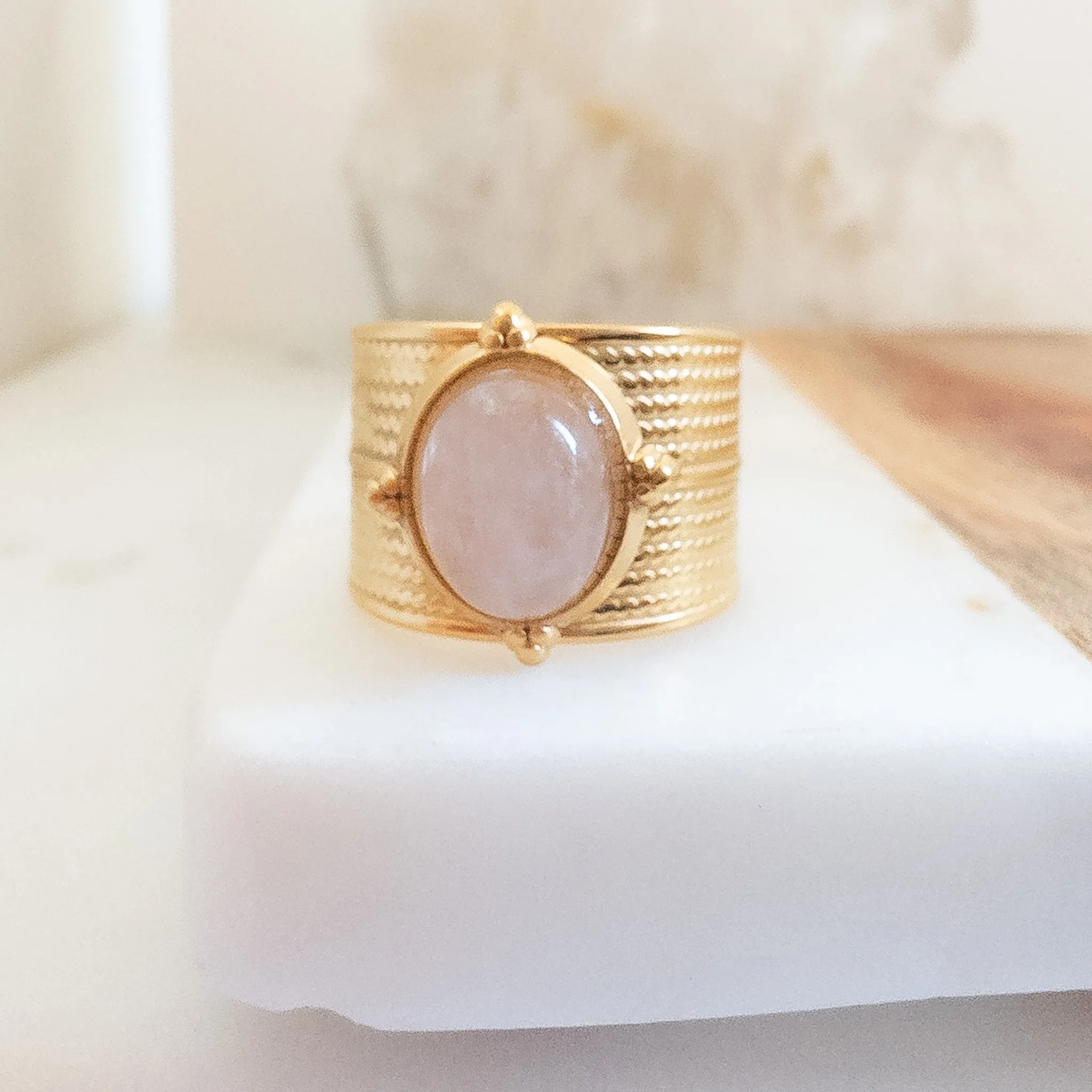 Chunky Pink Quartz Ring
