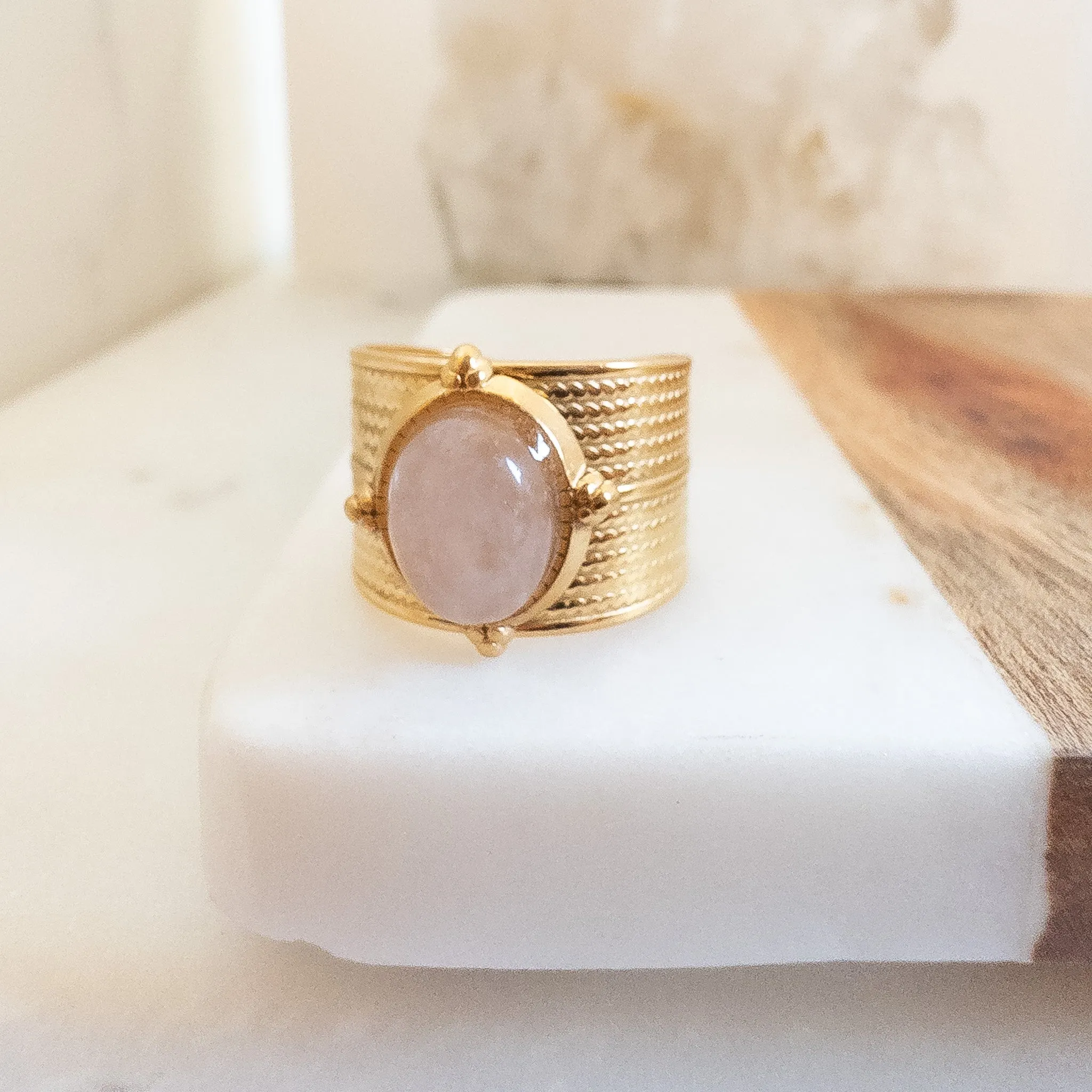 Chunky Pink Quartz Ring
