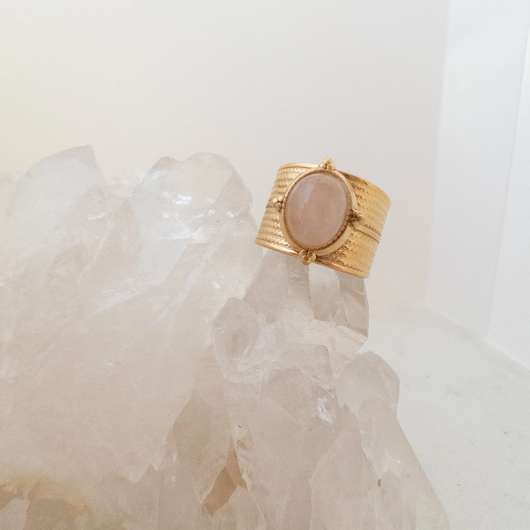 Chunky Pink Quartz Ring