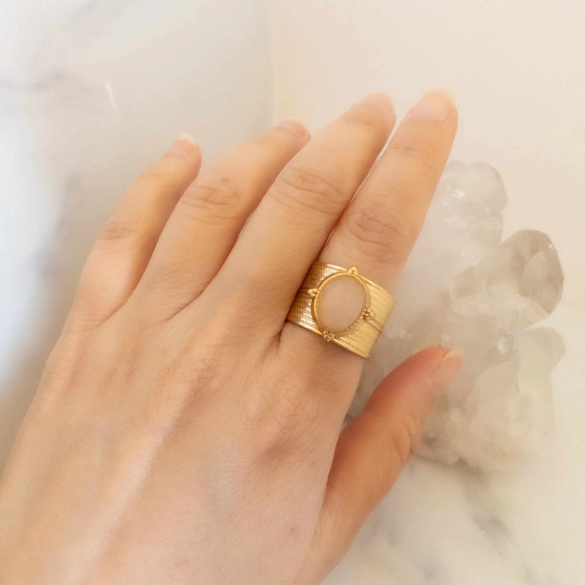 Chunky Pink Quartz Ring