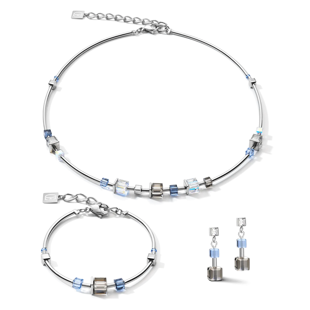 Coeur De Lion Blue Minimalist Crystals GeoCUBE® Earrings