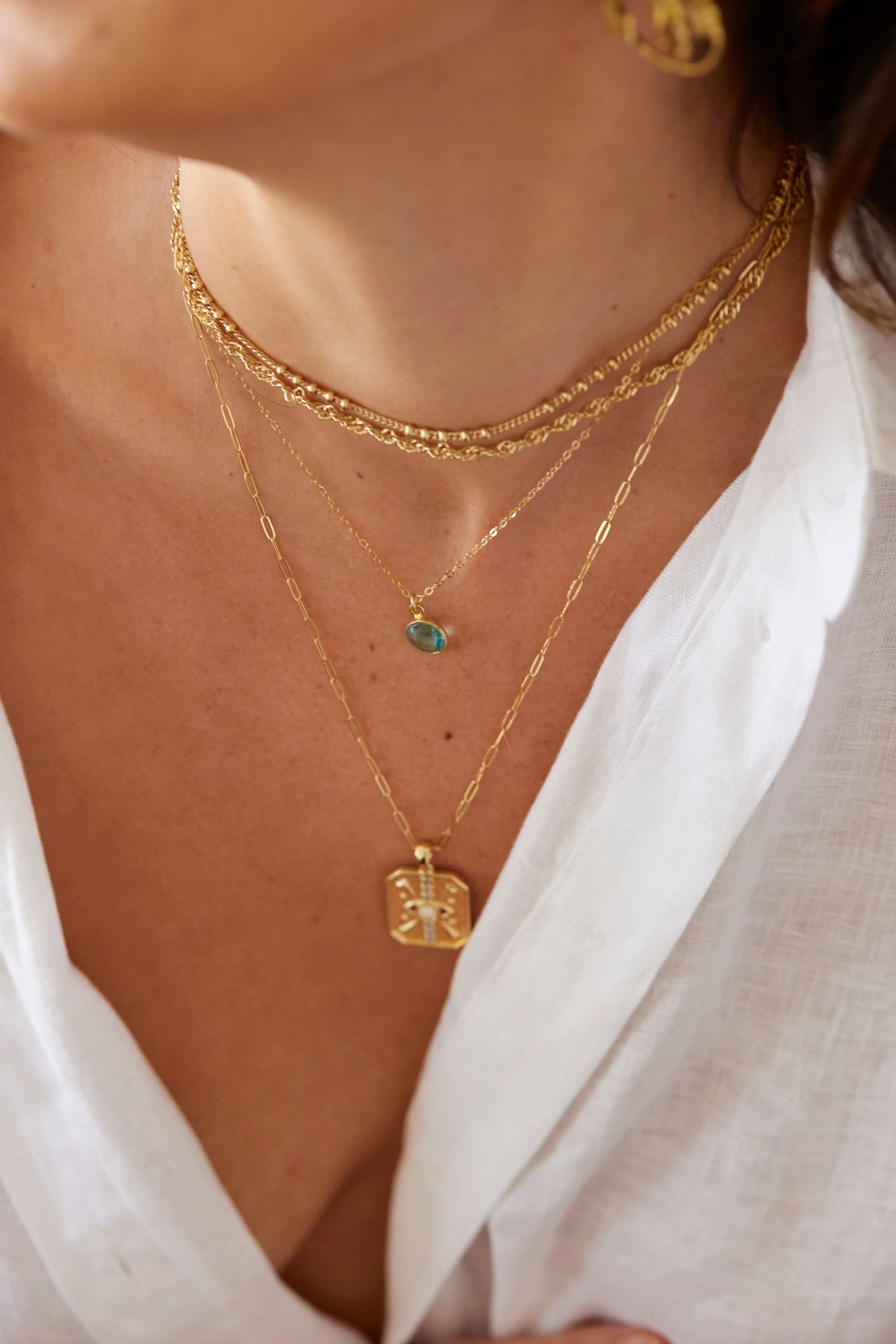Coin Necklace in Aqua