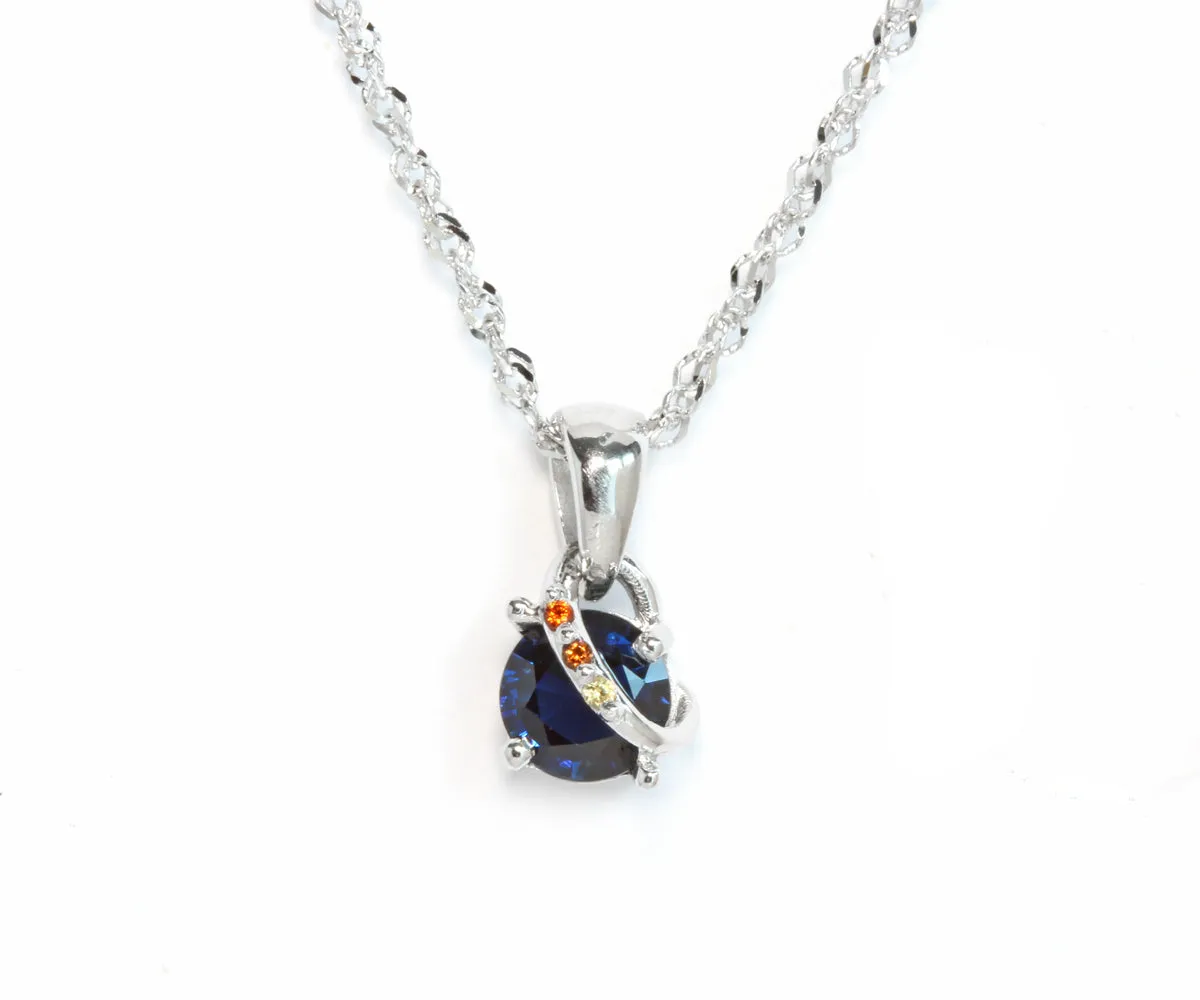 Colorful Blue Sapphire Custom Swirl Pendant