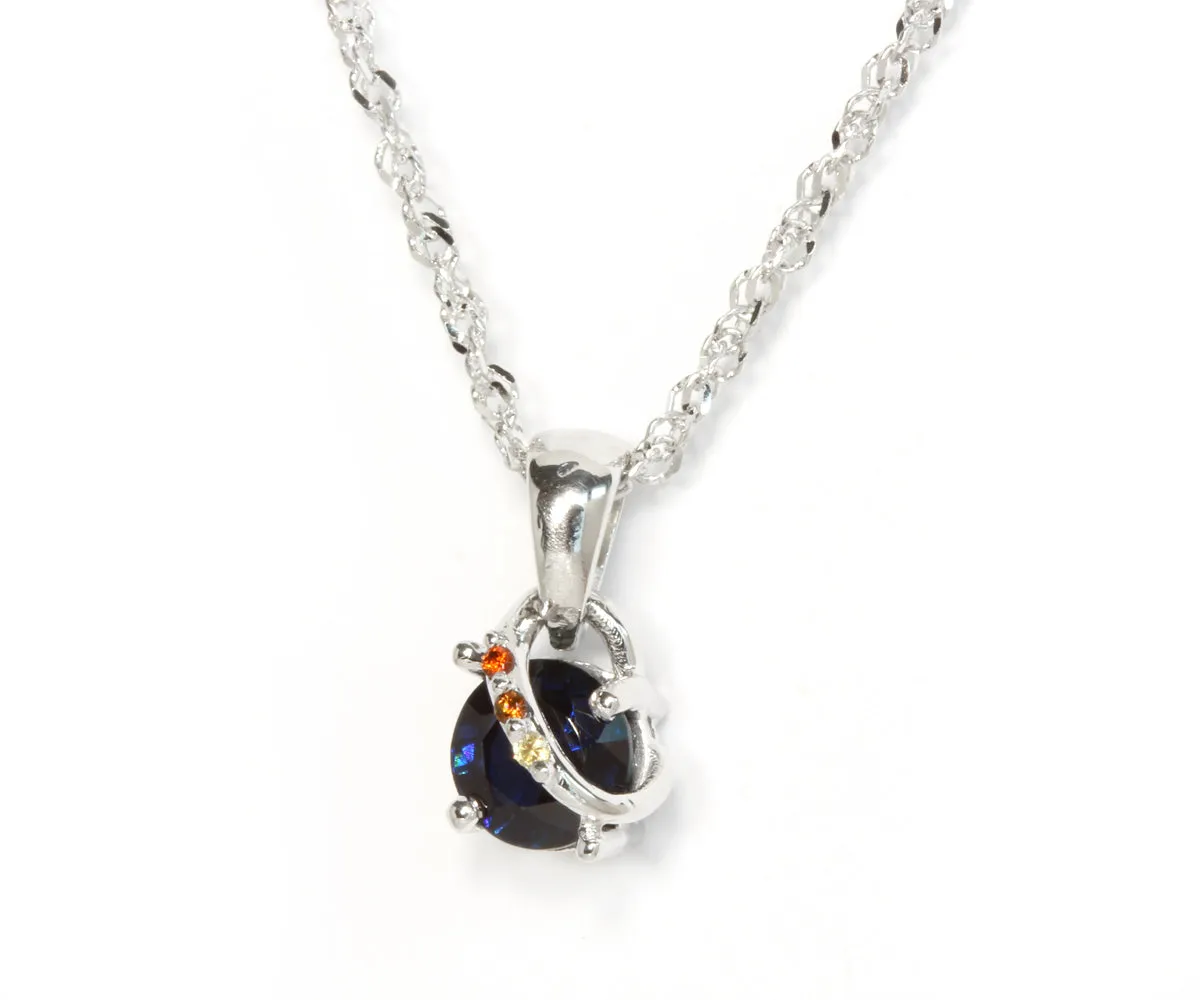Colorful Blue Sapphire Custom Swirl Pendant