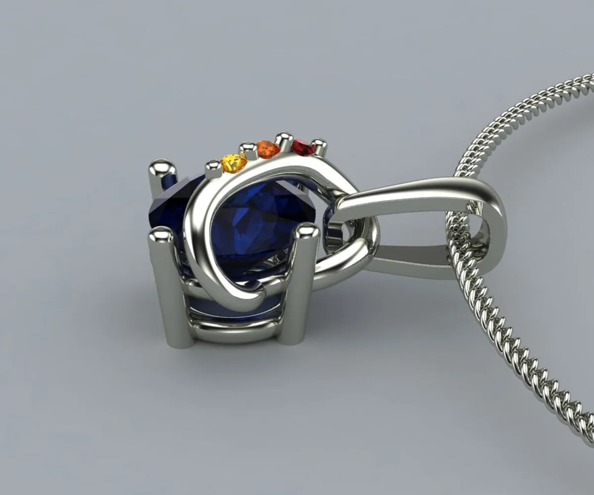 Colorful Blue Sapphire Custom Swirl Pendant