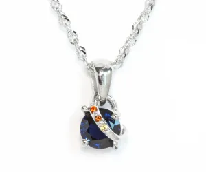 Colorful Blue Sapphire Custom Swirl Pendant