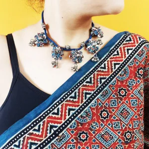 Cotton Neckpiece | Flower Design | Blue