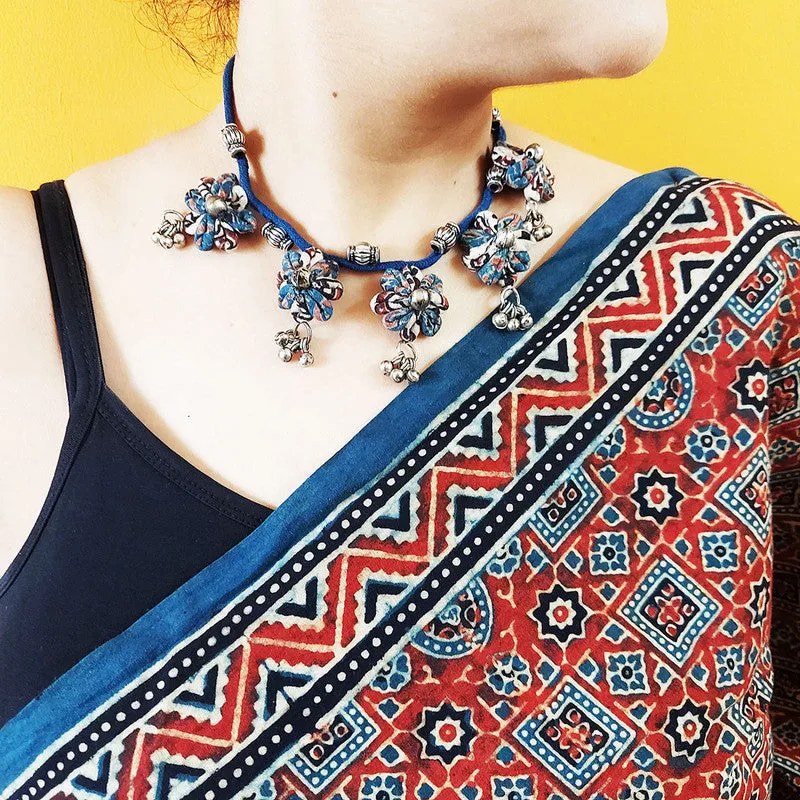 Cotton Neckpiece | Flower Design | Blue