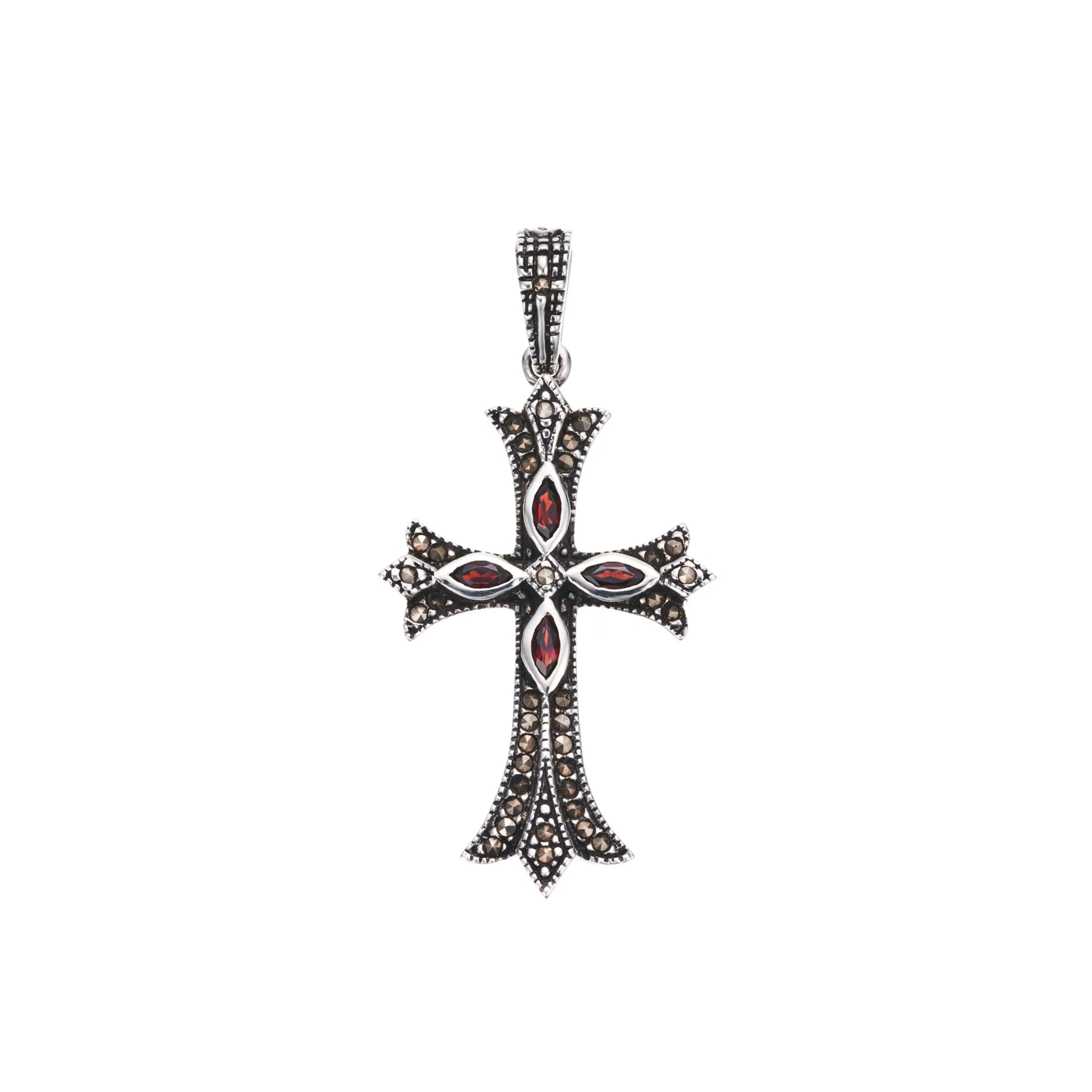 Cross on Cross Pendant : S (Garnet)