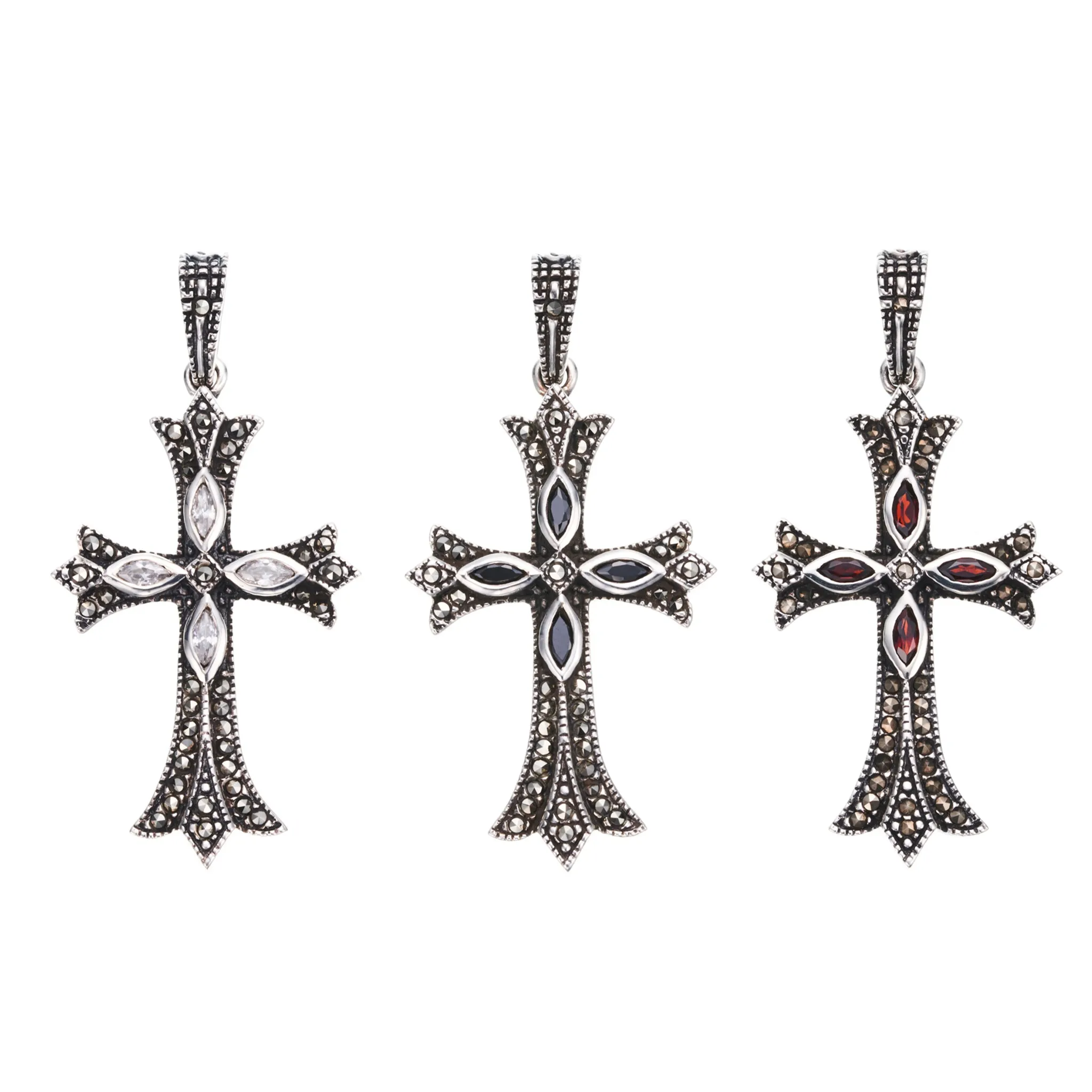 Cross on Cross Pendant : S (Garnet)