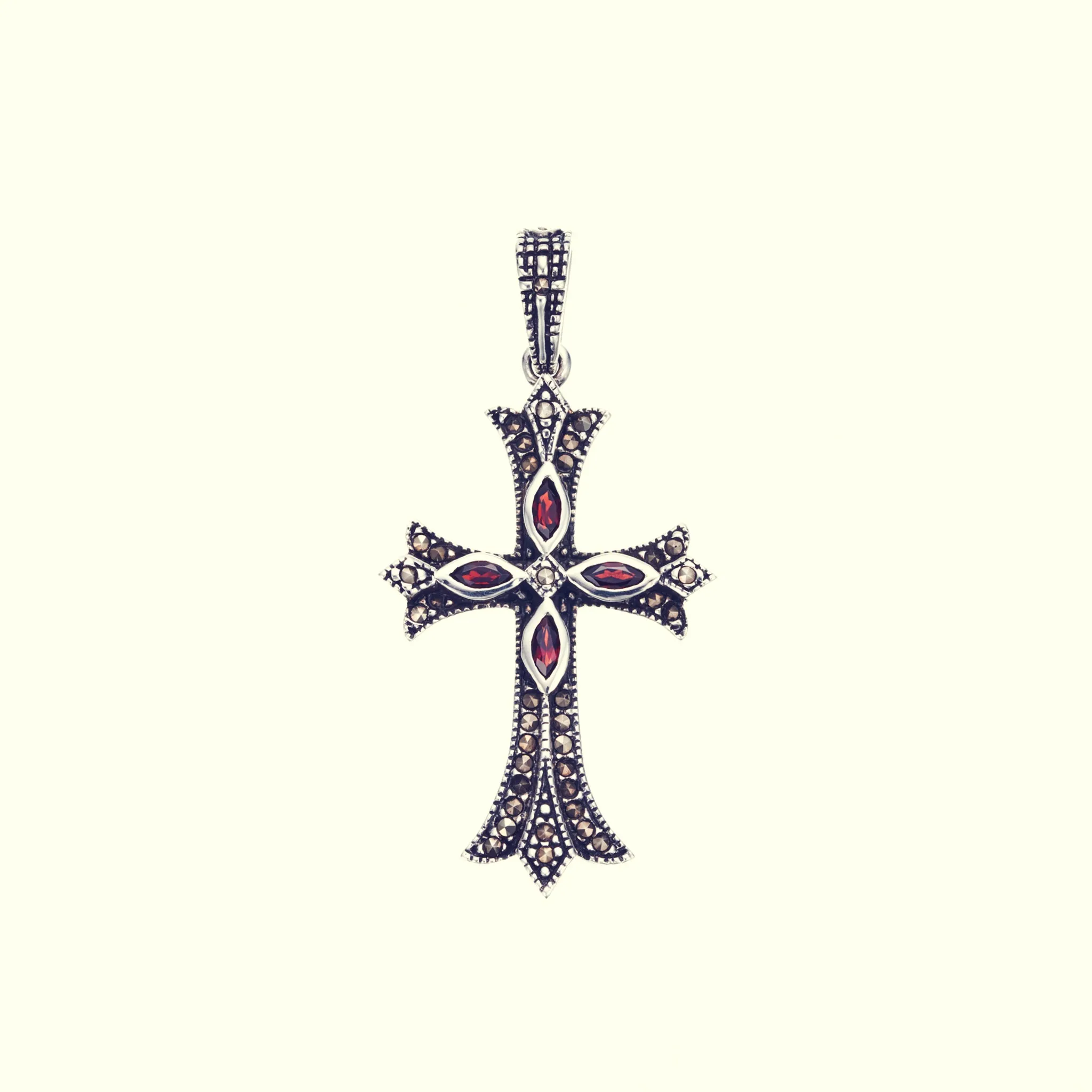 Cross on Cross Pendant : S (Garnet)