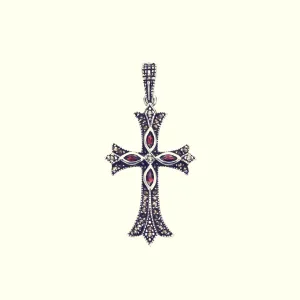 Cross on Cross Pendant : S (Garnet)