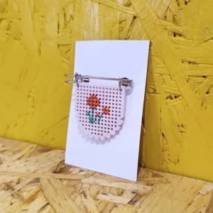 Cross Stitch Brooch - Flower