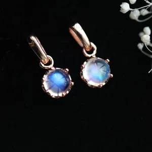 Crown Moonstone Pendant Necklace Rose Gold Plated Silver Handmade Gemstone Jewelry Women