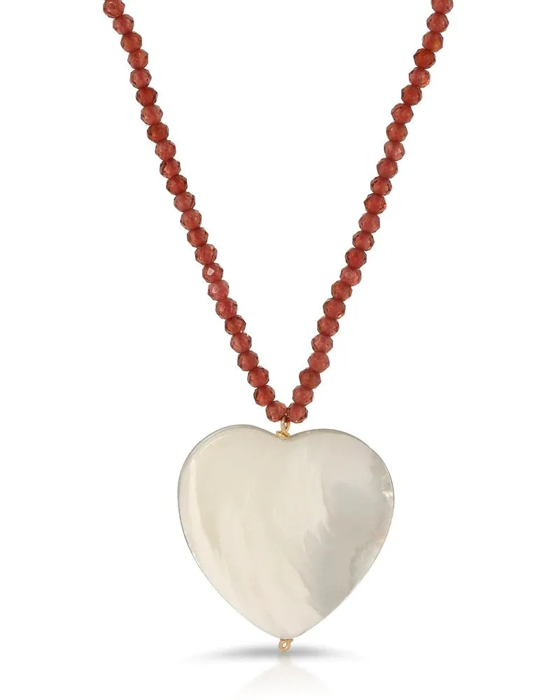 Cuore Grande Necklace in Garnet