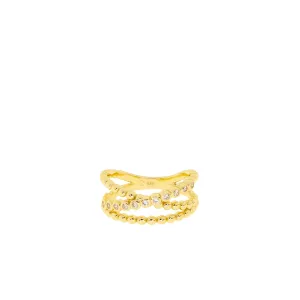 cz and plain ball crossover ring
