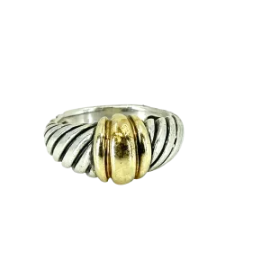 David Yurman Handcrafted Sterling Silver and 14k Yellow Gold Cable Woman's Ring - Size 6.5 Sculpted Design