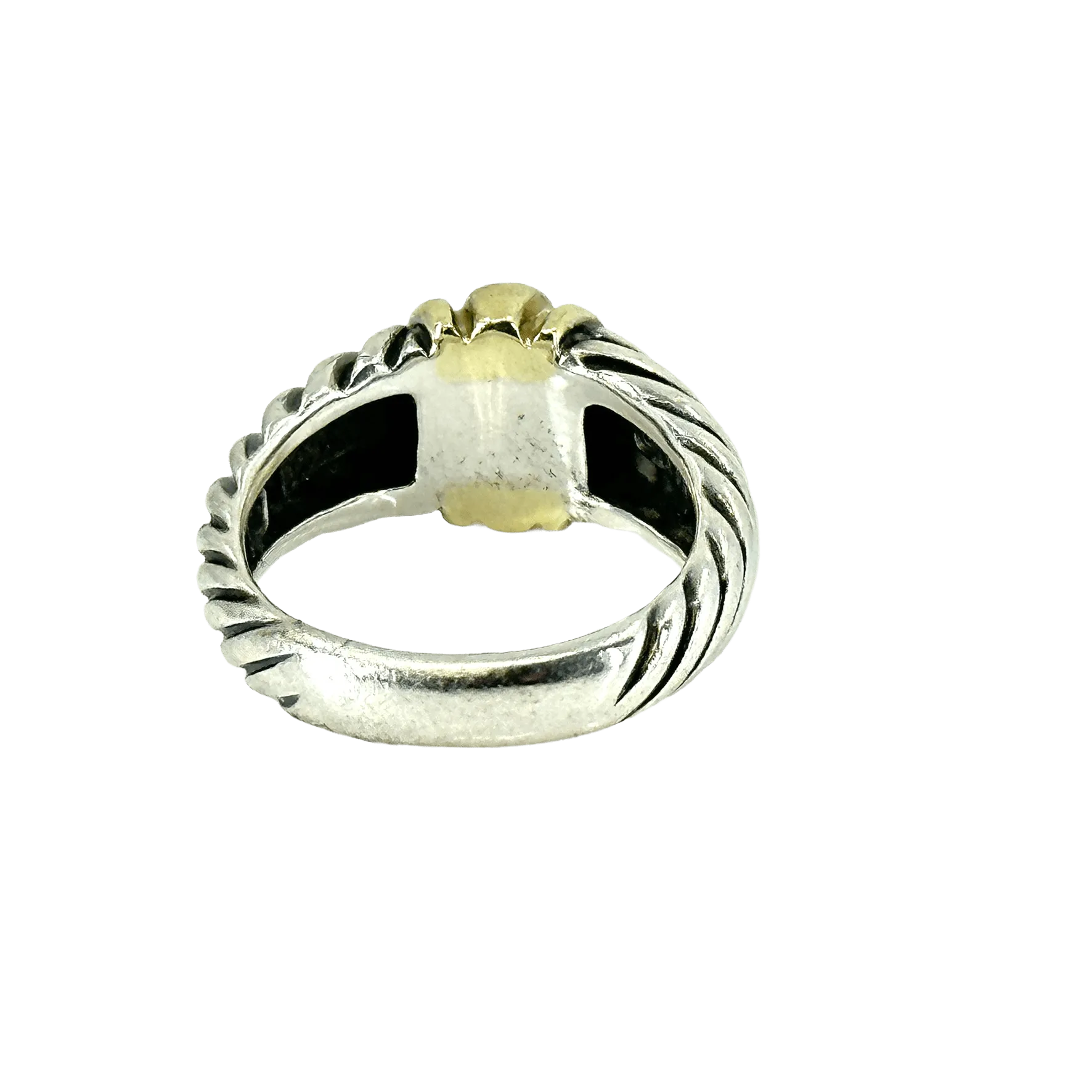 David Yurman Handcrafted Sterling Silver and 14k Yellow Gold Cable Woman's Ring - Size 6.5 Sculpted Design