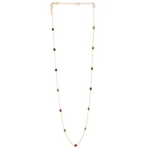 Dew Drops Dotted Garnet Necklace Gold