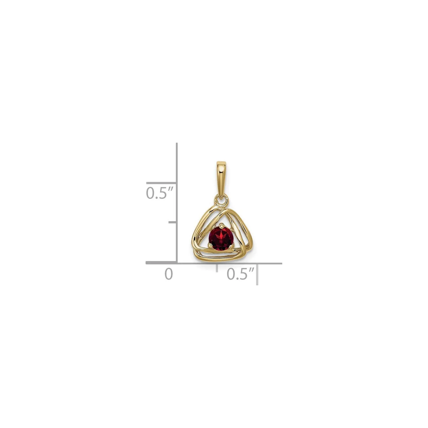 Double Triangle Interlocked Garnet Pendant (14K)