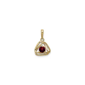 Double Triangle Interlocked Garnet Pendant (14K)