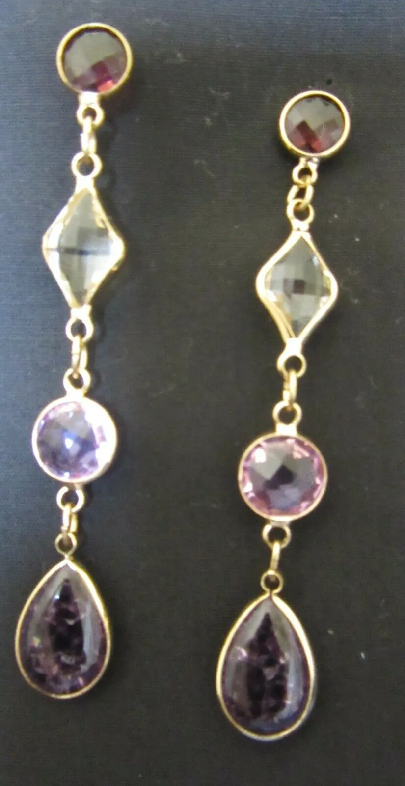 Earring 6399 Golden Tone and clear amethyst crystal Earring