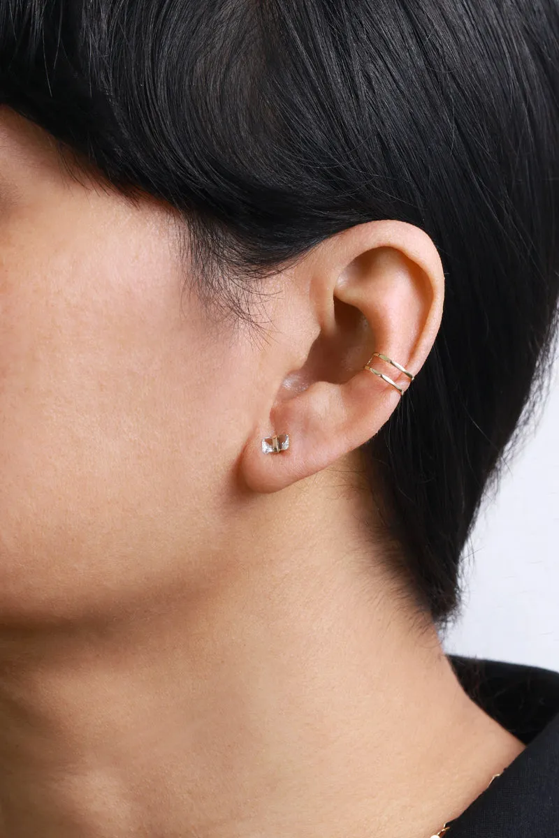 Emerald Cut Aquamarine Stud - Half Pair