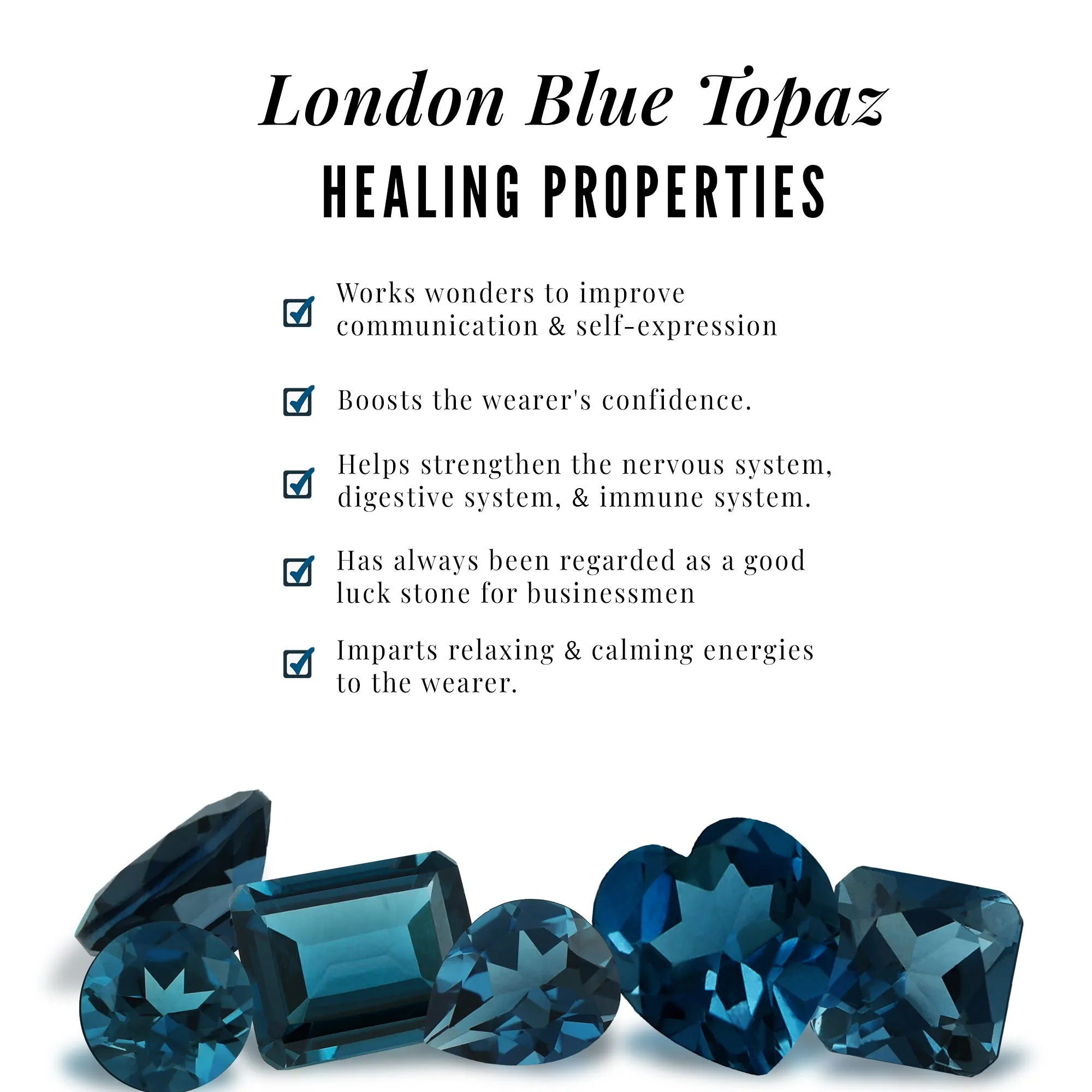 Emerald Cut Solitaire London Blue Topaz and Diamond Ring Set of 3
