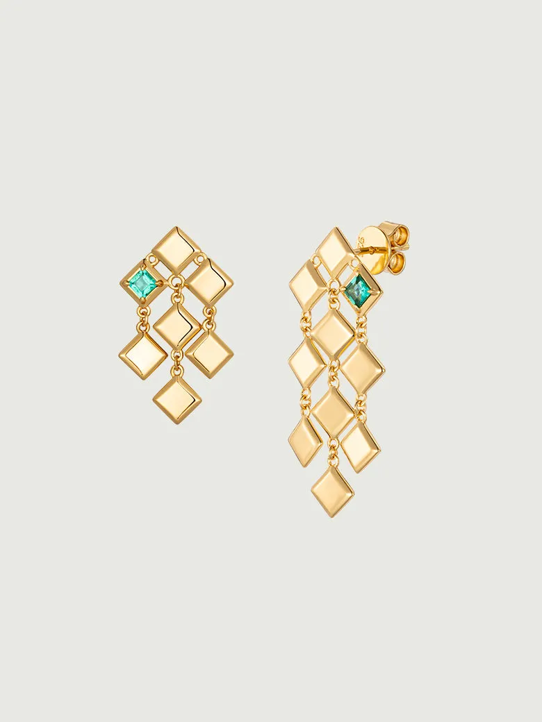 Emerald Glistening Asymmetry Earrings