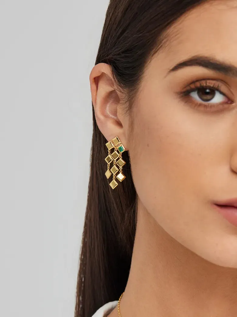 Emerald Glistening Asymmetry Earrings