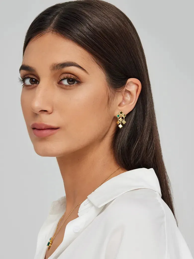 Emerald Glistening Asymmetry Earrings