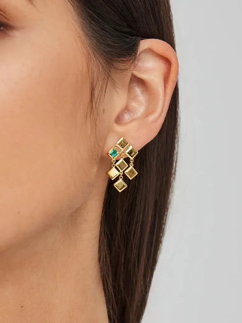 Emerald Glistening Asymmetry Earrings
