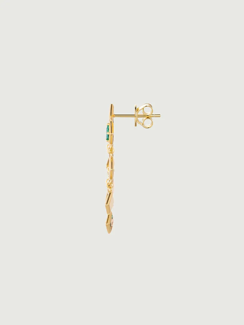 Emerald Glistening Asymmetry Earrings