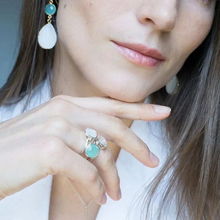 Emerald Quartz Cushion Ring : May Birthstone