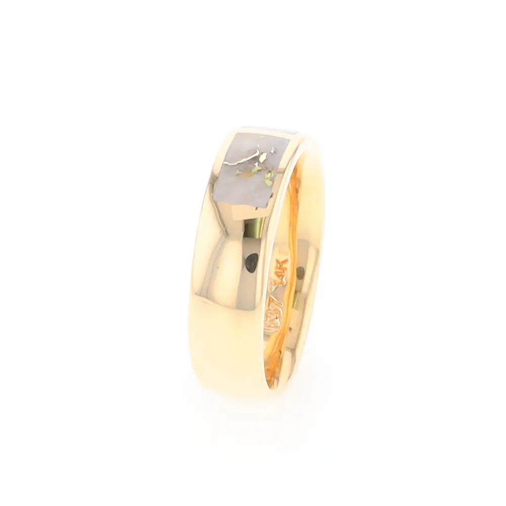 G2 Gold Quartz Ring, Three Section Rectangle Inlaid Band