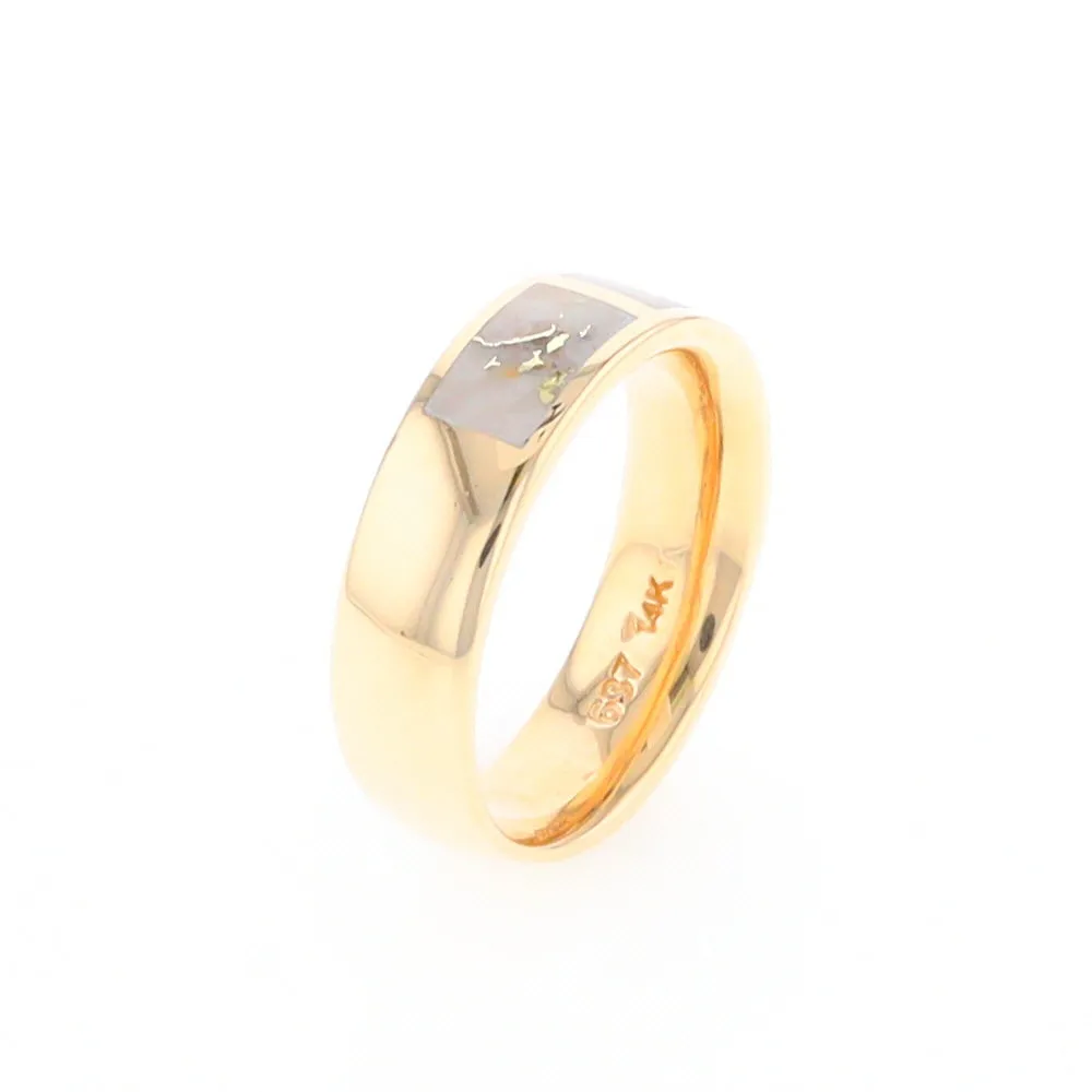 G2 Gold Quartz Ring, Three Section Rectangle Inlaid Band
