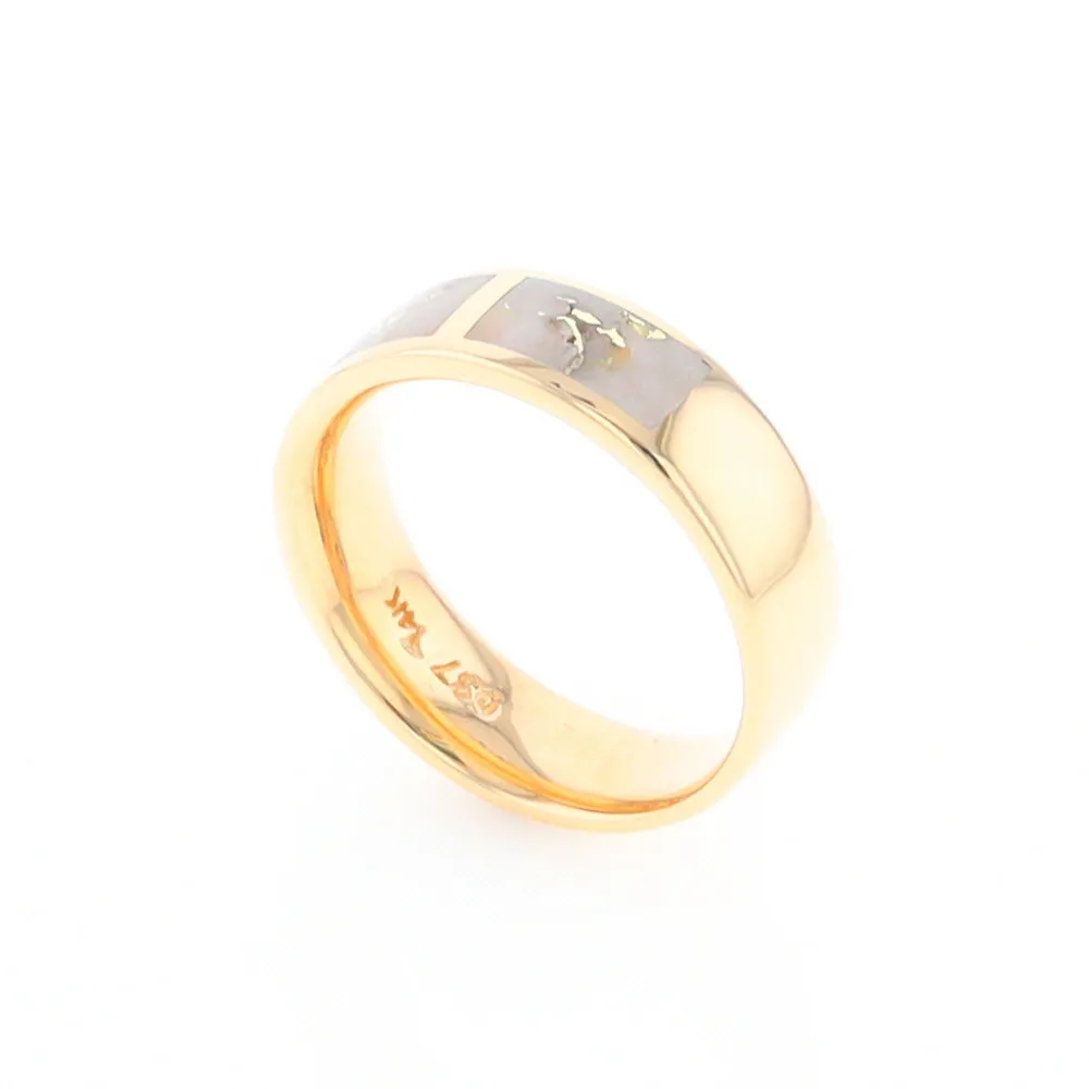 G2 Gold Quartz Ring, Three Section Rectangle Inlaid Band