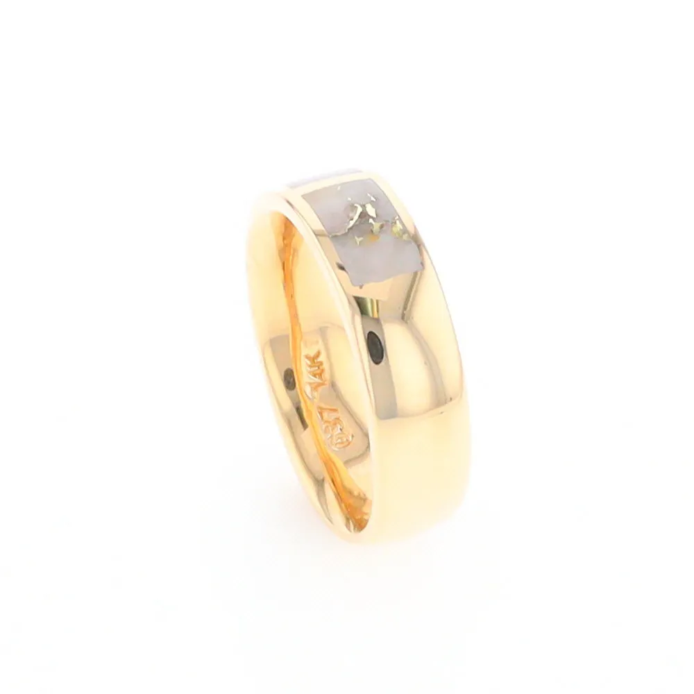 G2 Gold Quartz Ring, Three Section Rectangle Inlaid Band