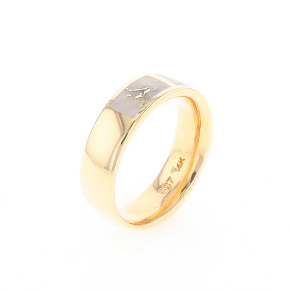 G2 Gold Quartz Ring, Three Section Rectangle Inlaid Band