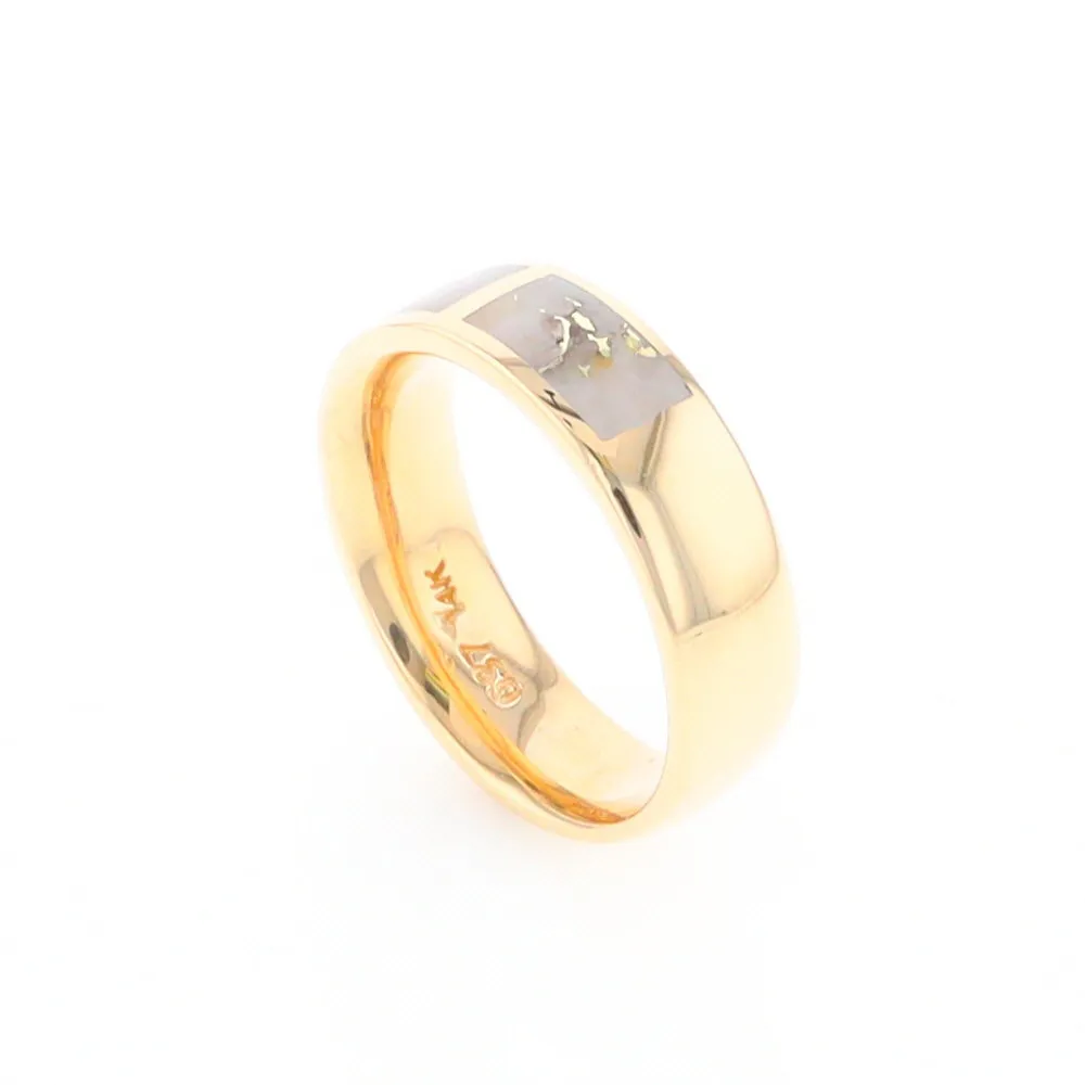 G2 Gold Quartz Ring, Three Section Rectangle Inlaid Band