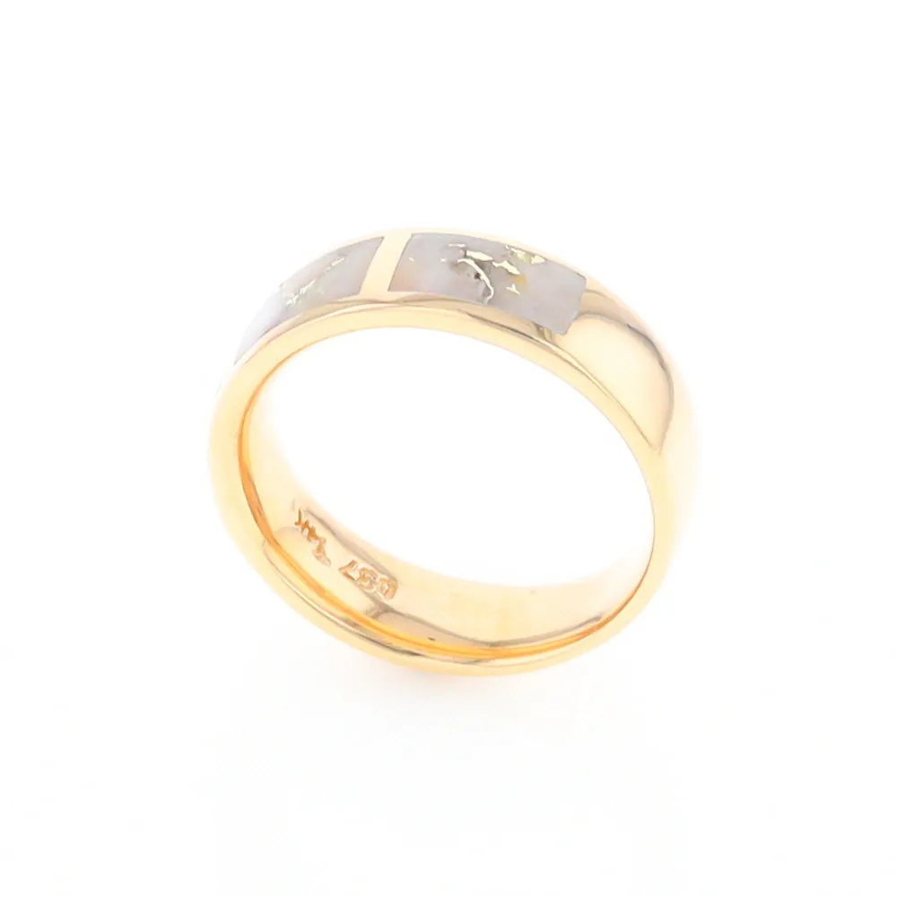 G2 Gold Quartz Ring, Three Section Rectangle Inlaid Band