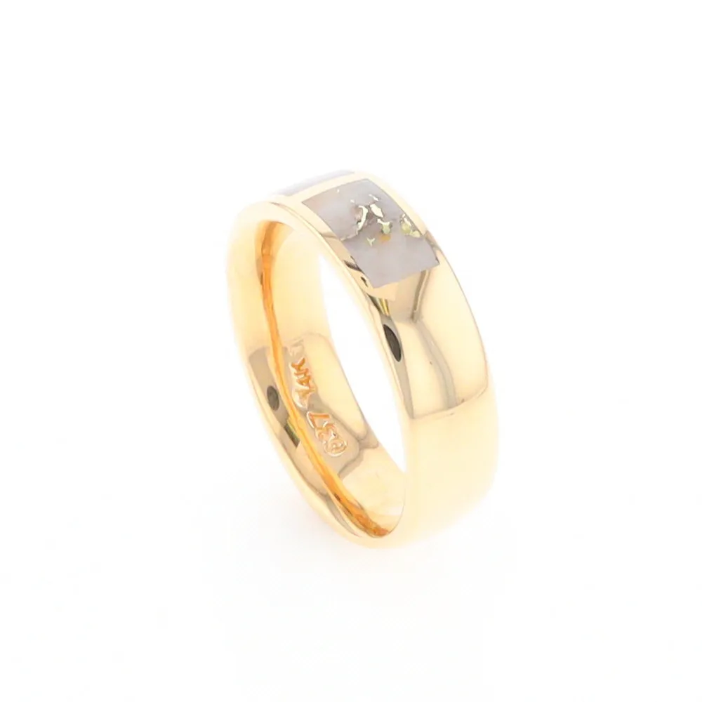 G2 Gold Quartz Ring, Three Section Rectangle Inlaid Band