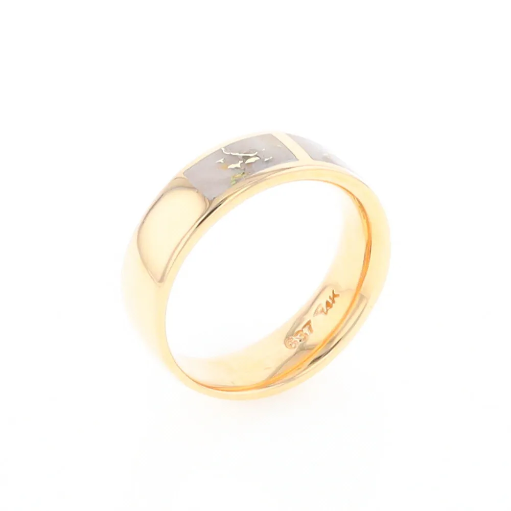 G2 Gold Quartz Ring, Three Section Rectangle Inlaid Band