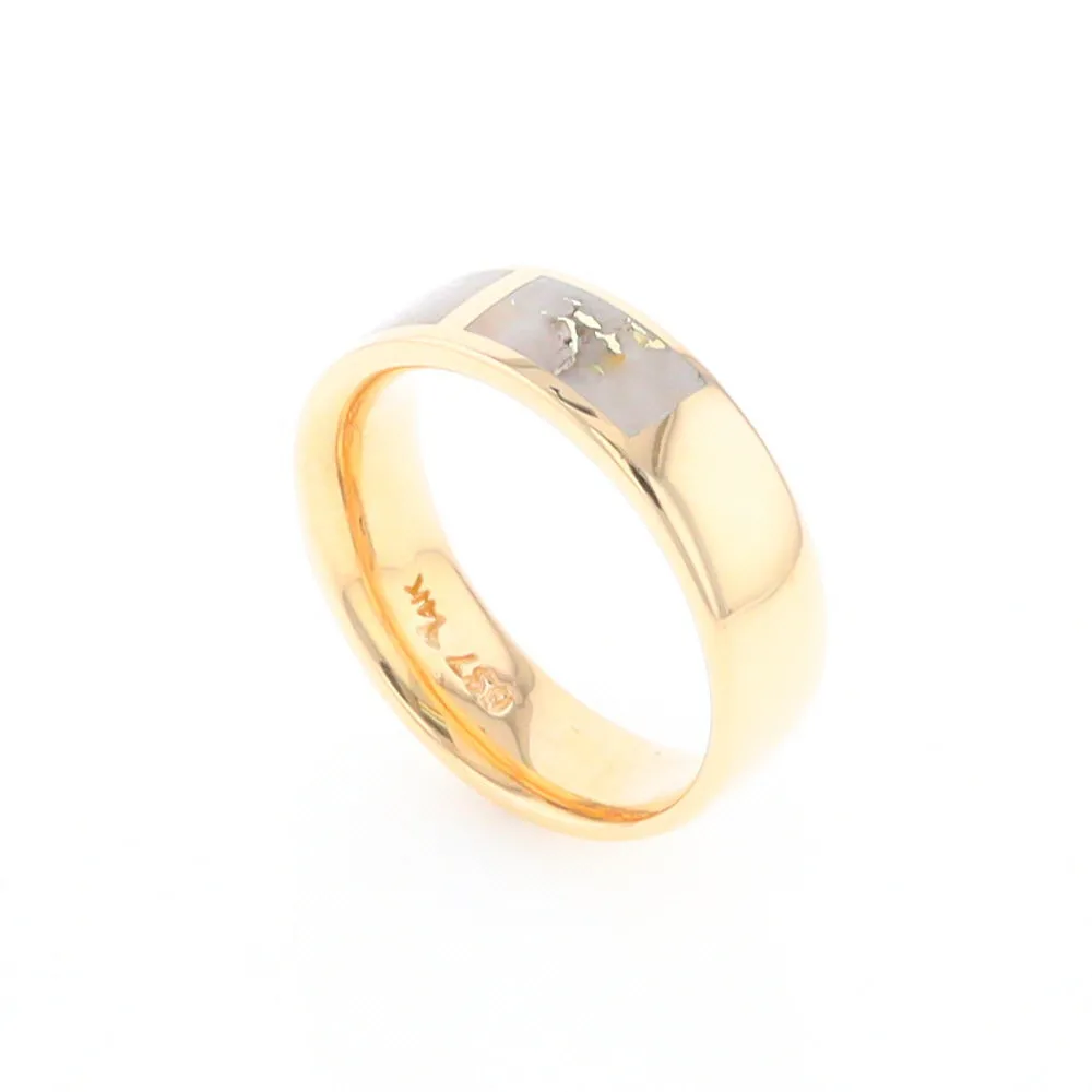 G2 Gold Quartz Ring, Three Section Rectangle Inlaid Band