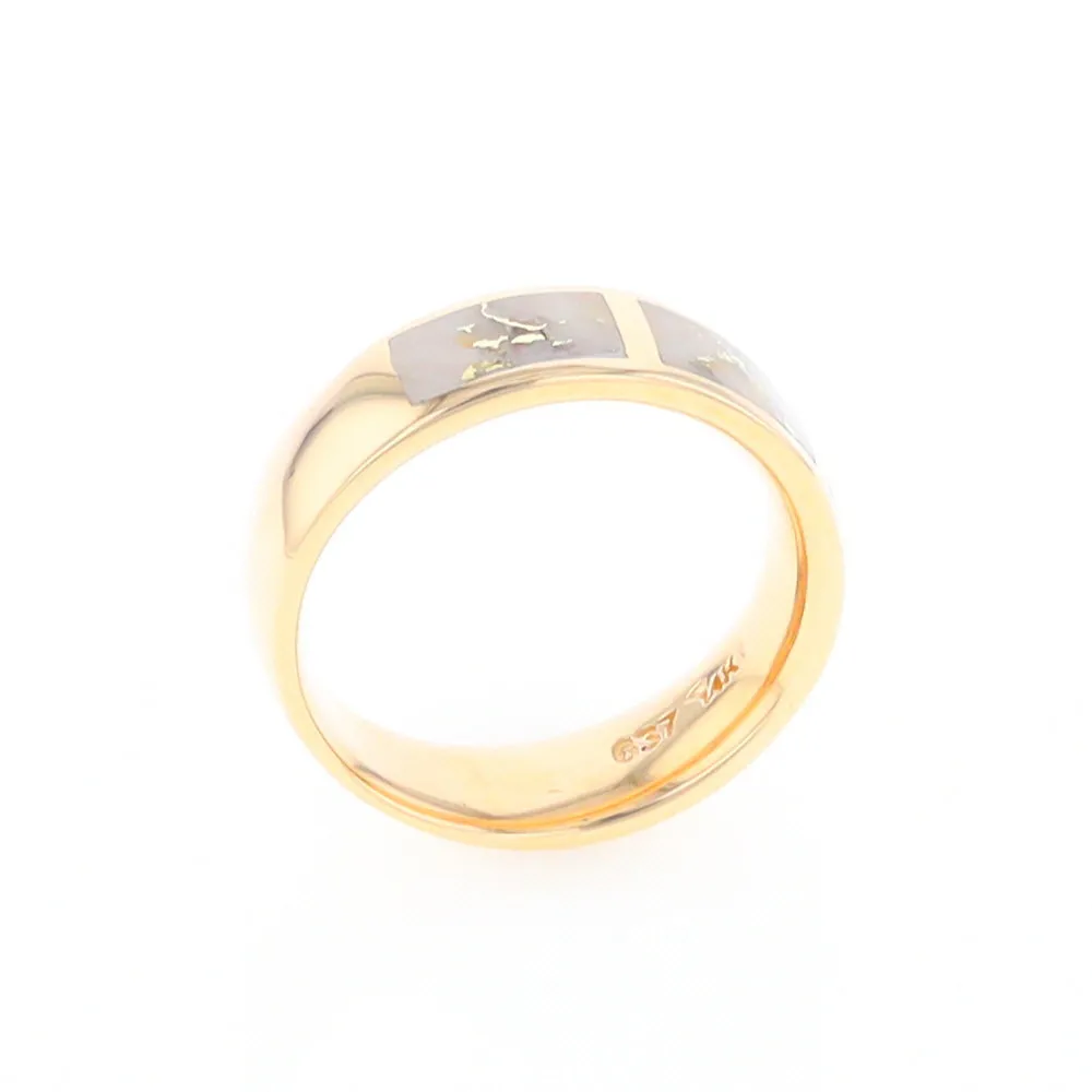 G2 Gold Quartz Ring, Three Section Rectangle Inlaid Band