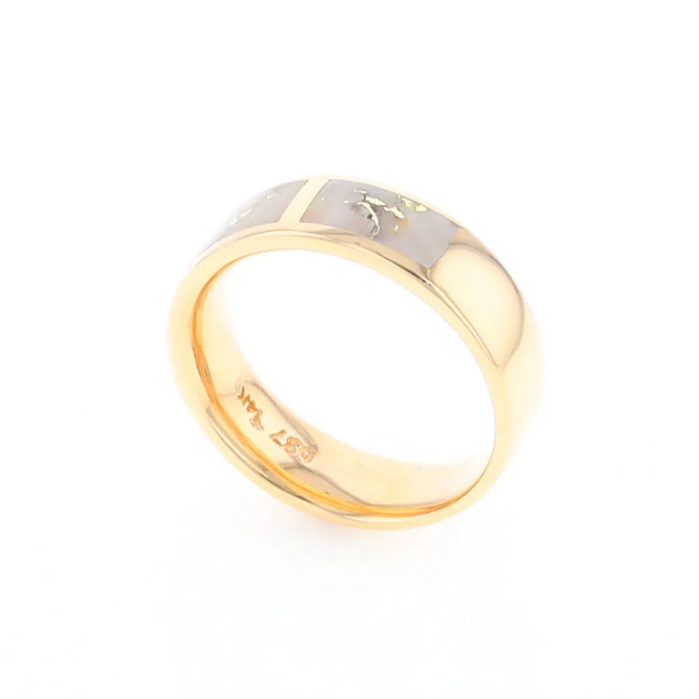 G2 Gold Quartz Ring, Three Section Rectangle Inlaid Band