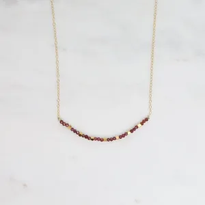 Garnet & 18k Gold Vermeil Cubes Arc Necklace