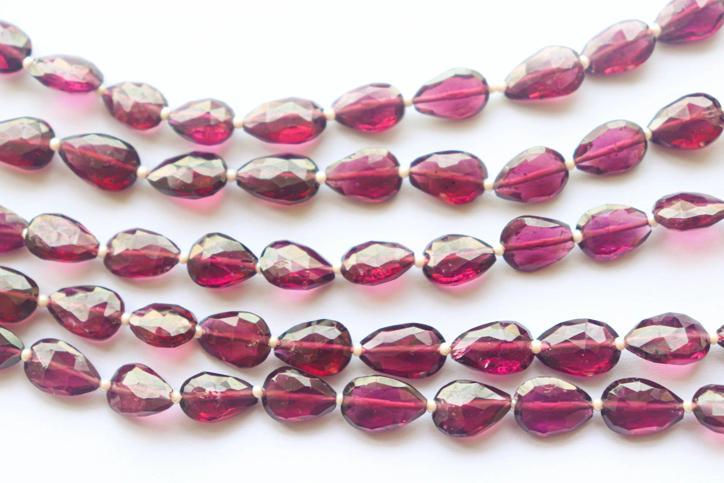 Garnet Pear Shape Faceted Briolette | 7x9mm | 11 inch | 30 Pieces | Center Drill | Natural Garnet Gemstone | Beadsforyourjewellery